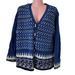 Vintage Erika Sweater Womens Extra Large XL Blue Acrylic Knit Soft Striped